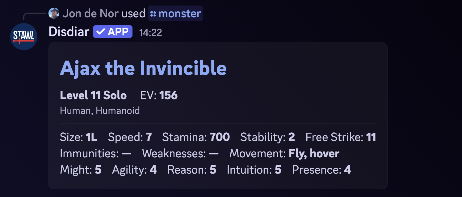 Result of '/monster ajax'